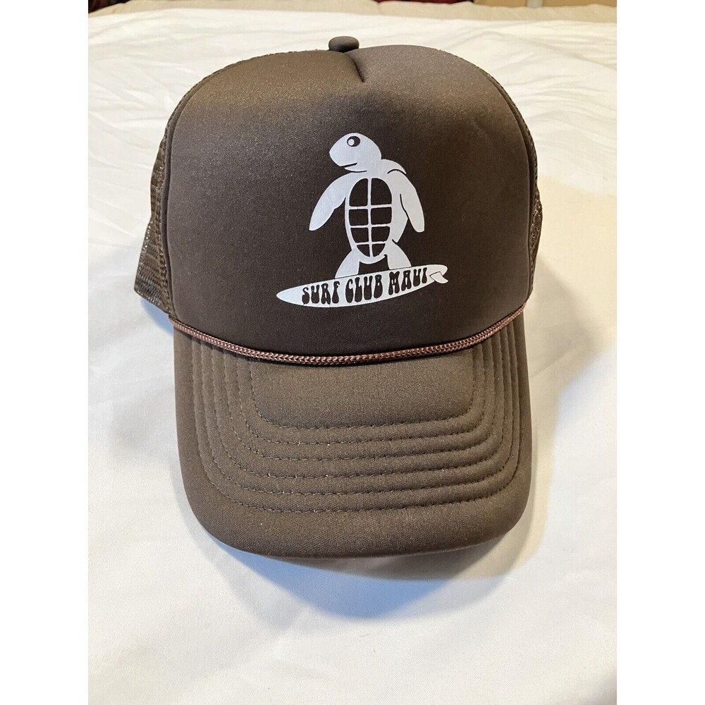 Vintage Type Surf Club Maui Trucker Hat - Brown -  Hawaii Surfboard Turtle